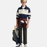 Silbon - FW263021102122 - Sudadera 100% algodón azul marino de rayas con cuello polo - Niño