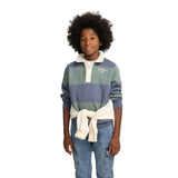 Silbon - FW263021103130 - Sudadera 100% algodón de rayas verdes y azules con cuello polo - Niño