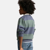 Silbon - FW263021103130 - Sudadera 100% algodón de rayas verdes y azules con cuello polo - Niño
