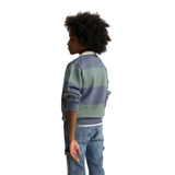 Silbon - FW263021103130 - Sudadera 100% algodón de rayas verdes y azules con cuello polo - Niño
