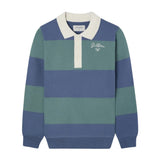 Silbon - FW263021103130 - Sudadera 100% algodón de rayas verdes y azules con cuello polo - Niño
