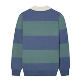 Silbon - FW263021103130 - Sudadera 100% algodón de rayas verdes y azules con cuello polo - Niño