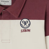 Silbon - FW263021117121 - Sudadera 100% algodón burdeos de rayas con cuello polo - Niño