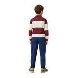 Silbon - FW263021117121 - Sudadera 100% algodón burdeos de rayas con cuello polo - Niño