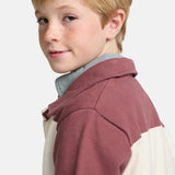 Silbon - FW263021117121 - Sudadera 100% algodón burdeos de rayas con cuello polo - Niño