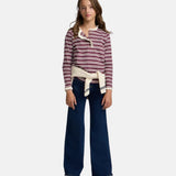 Silbon - FW264070418253 - Camiseta granate de manga larga con estampado de rayas - Niña