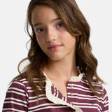 Silbon - FW264070418253 - Camiseta granate de manga larga con estampado de rayas - Niña