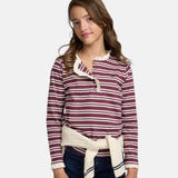 Silbon - FW264070418253 - Camiseta granate de manga larga con estampado de rayas - Niña