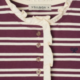 Silbon - FW264070418253 - Camiseta granate de manga larga con estampado de rayas - Niña