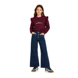 Silbon - FW264070808276 - Jersey granate de lana y mohair con volante en los hombros - Niña