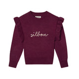 Silbon - FW264070808276 - Jersey granate de lana y mohair con volante en los hombros - Niña