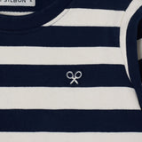 Silbon - FW264071118350 - Sudadera 100% algodón de rayas azul marino y crudo con acabados de canalé - Niña
