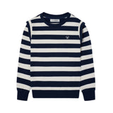 Silbon - FW264071118350 - Sudadera 100% algodón de rayas azul marino y crudo con acabados de canalé - Niña