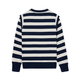 Silbon - FW264071118350 - Sudadera 100% algodón de rayas azul marino y crudo con acabados de canalé - Niña