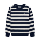 Silbon - FW264071118350 - Sudadera 100% algodón de rayas azul marino y crudo con acabados de canalé - Niña