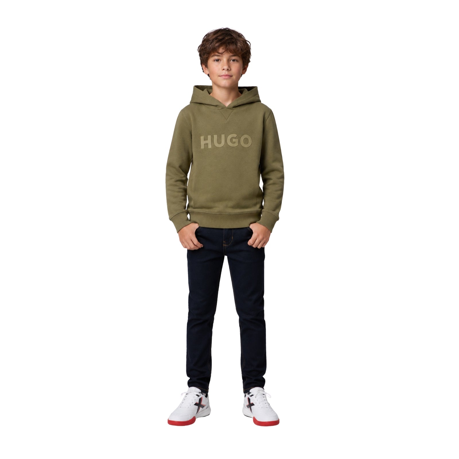 Sudadera verde oliva para niño HUGO – Estilo y comodidad Konestilochic