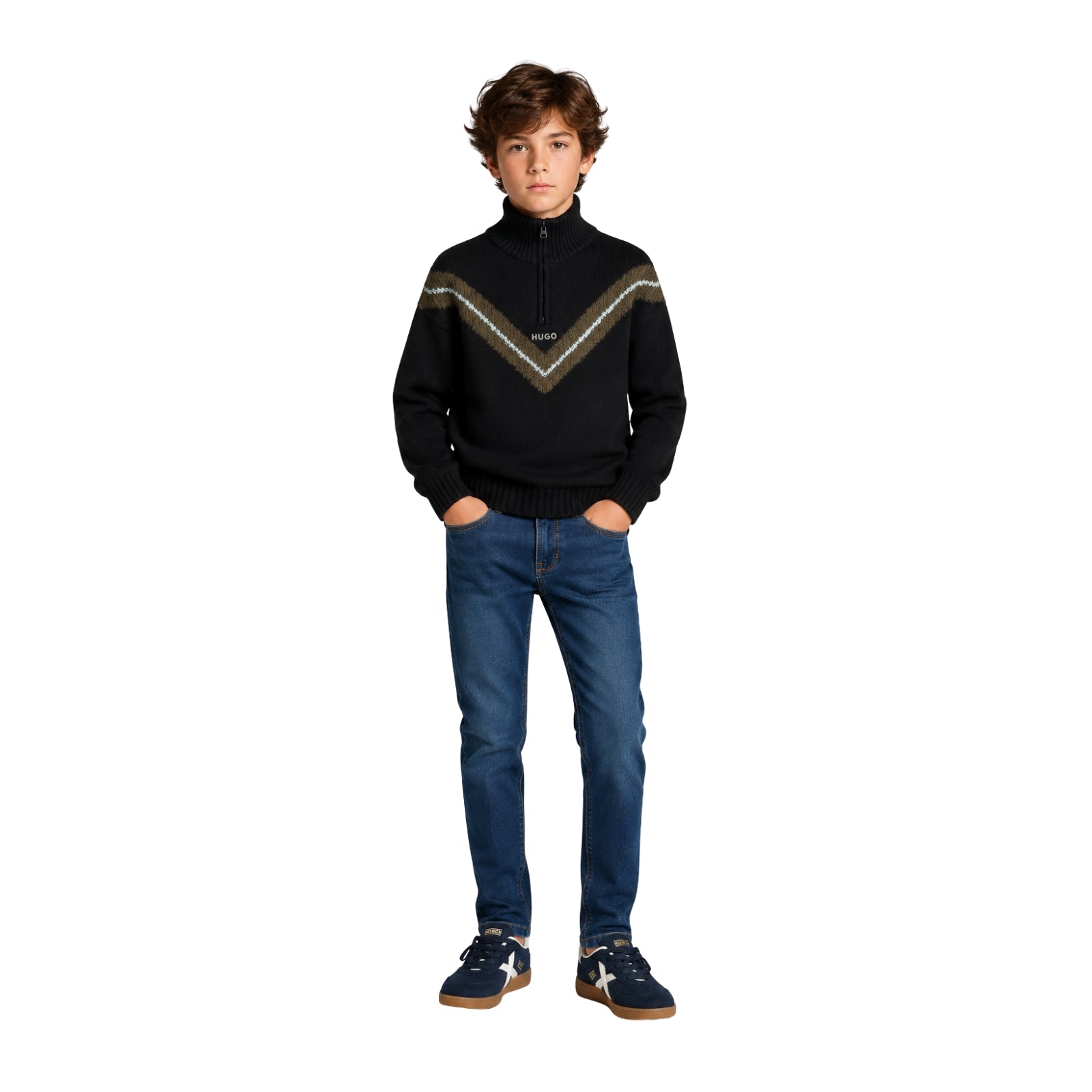 Vaqueros azul oscuro HUGO para niños – Corte slim unisex Konestilochic