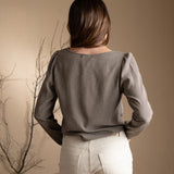 System Action - I24CA906_40 - Camisa de cuadros vichy de manga larga y escote cuadrado - Mujer