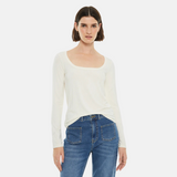 System Action - I24CT918_2 - Camiseta básica ajustada de bambú con escote cuadrado - Mujer