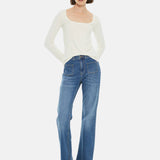 System Action - I24CT918_2 - Camiseta básica ajustada de bambú con escote cuadrado - Mujer