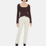 System Action - I24PA731_3 - Pantalón recto de color crema y tiro medio - Mujer