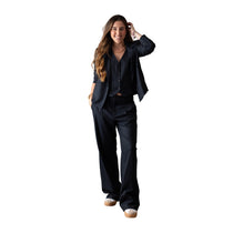 Pantalón azul marino de raya diplomática System Action para mujer Konestilochic