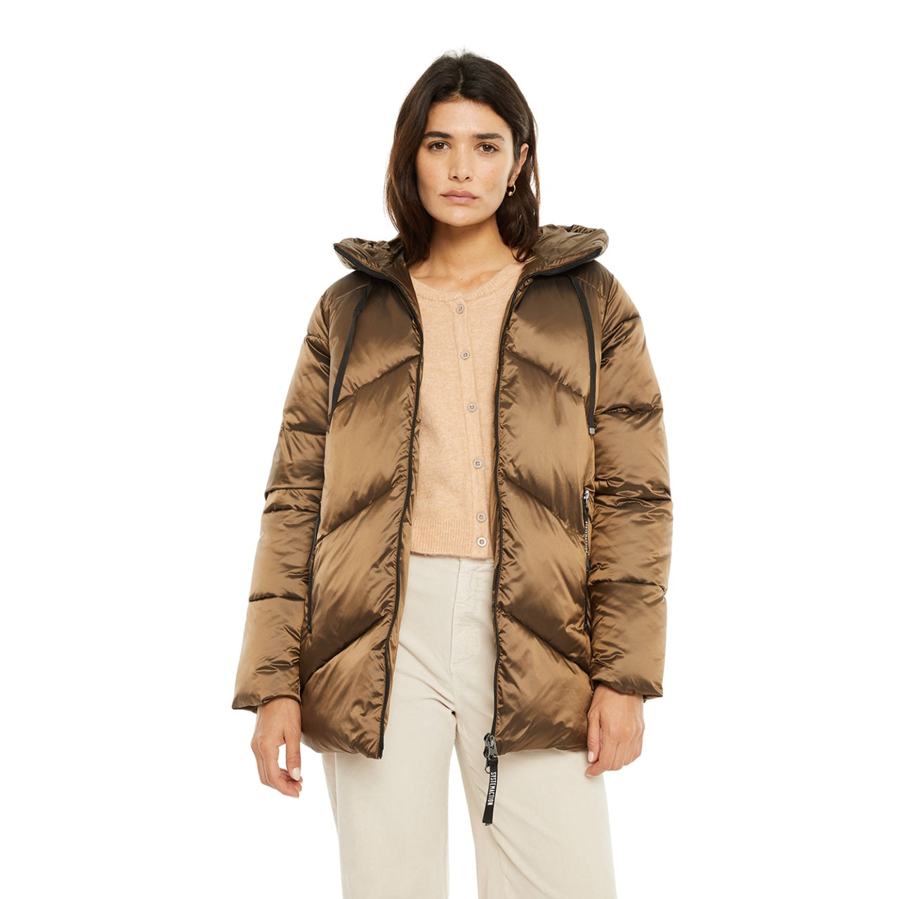 Anorak bronce metalizado System Action para mujer invierno Konestilochic