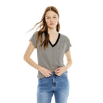Camiseta de rayas negra System Action para mujer – Sostenible Konestilochic