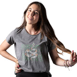 Camiseta gris de mujer System Action con estampado único Konestilochic
