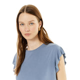 System Action - I25CT814_5 – Camiseta fluida de manga corta con volante - Mujer