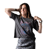 Camiseta negra System Action de mujer con estampado vintage Konestilochic