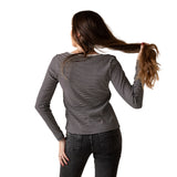 System Action - I25CT914_40 – Camiseta de manga larga de rayas con escote a contraste - Mujer