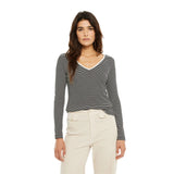 System Action - I25CT914_40 – Camiseta de manga larga de rayas con escote a contraste - Mujer