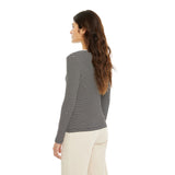 System Action - I25CT914_40 – Camiseta de manga larga de rayas con escote a contraste - Mujer
