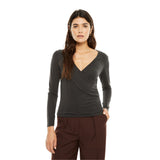 System Action - I25CT916_11 – Camiseta cruzada de manga larga con frunce lateral - Mujer