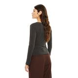 System Action - I25CT916_11 – Camiseta cruzada de manga larga con frunce lateral - Mujer