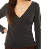 System Action - I25CT916_11 – Camiseta cruzada de manga larga con frunce lateral - Mujer