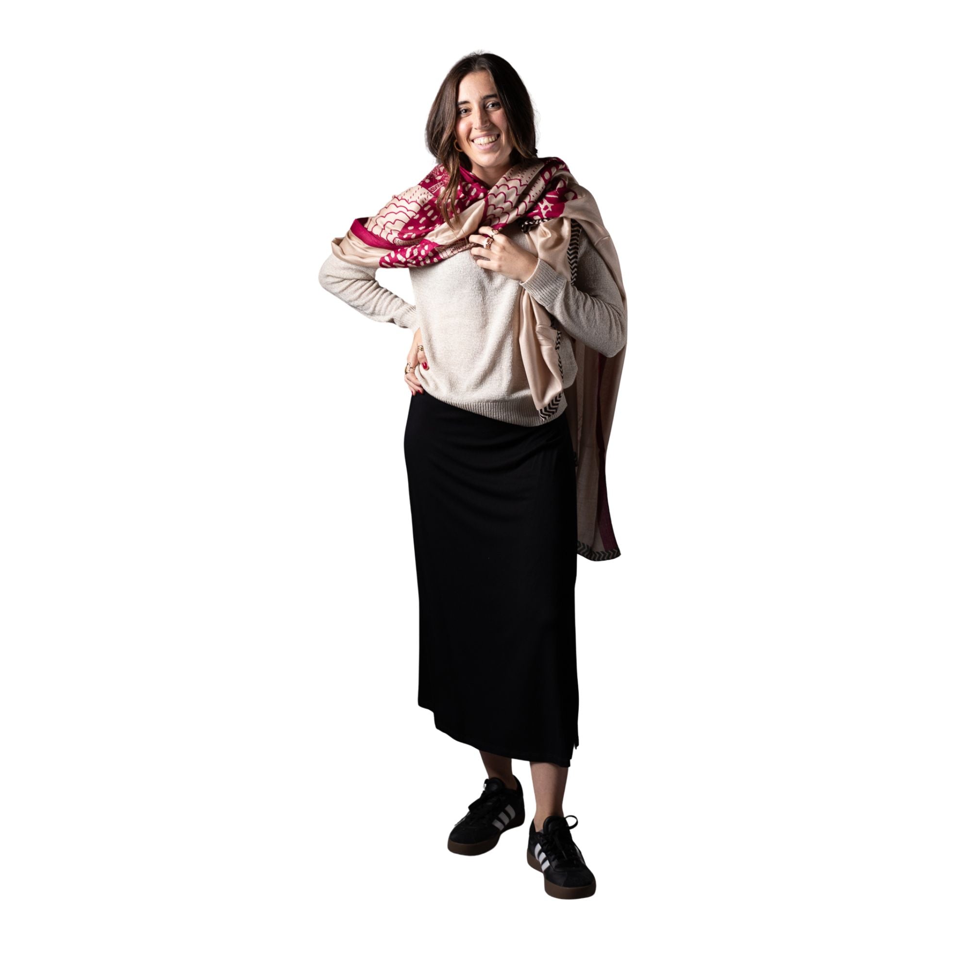 Falda negra midi evasé mujer System Action sostenible Konestilochic