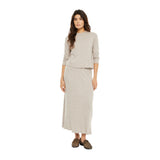 Falda beige de canalé con lurex para mujer - System Action Konestilochic