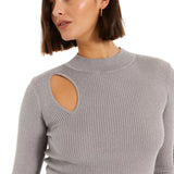 System Action - I25JEN27_9 – Jersey de lúrex con detalle cut-out y cuello Perkins - Mujer