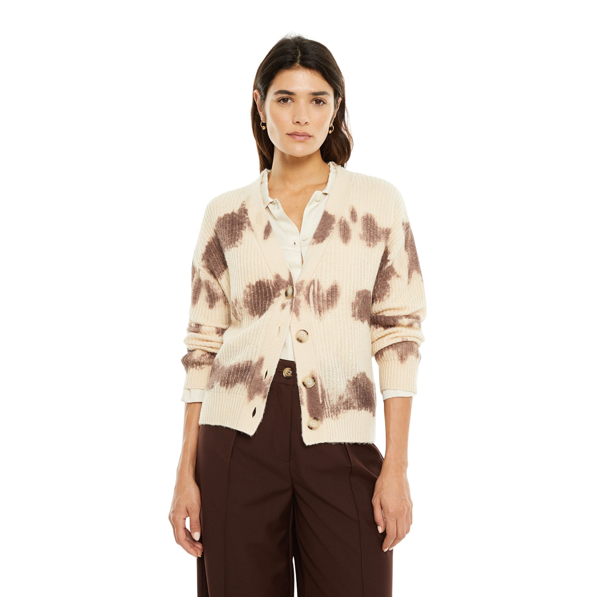Cárdigan beige marrón System Action para mujer – Tienda online Konestilochic