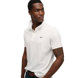 Superdry - M1110452A-01C – Polo clásico de piqué blanco de manga corta 100% algodón - Hombre