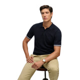 Superdry - M1110458A-K9T – Polo azul marino de punto texturizado con manga corta - Hombre