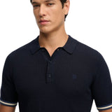 Superdry - M1110458A-K9T – Polo azul marino de punto texturizado con manga corta - Hombre