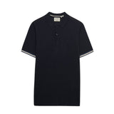 Superdry - M1110458A-K9T – Polo azul marino de punto texturizado con manga corta - Hombre