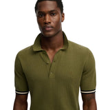 Superdry - M1110458A-K9U – Polo verde de punto texturizado con manga corta - Hombre