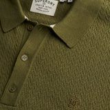 Superdry - M1110458A-K9U – Polo verde de punto texturizado con manga corta - Hombre