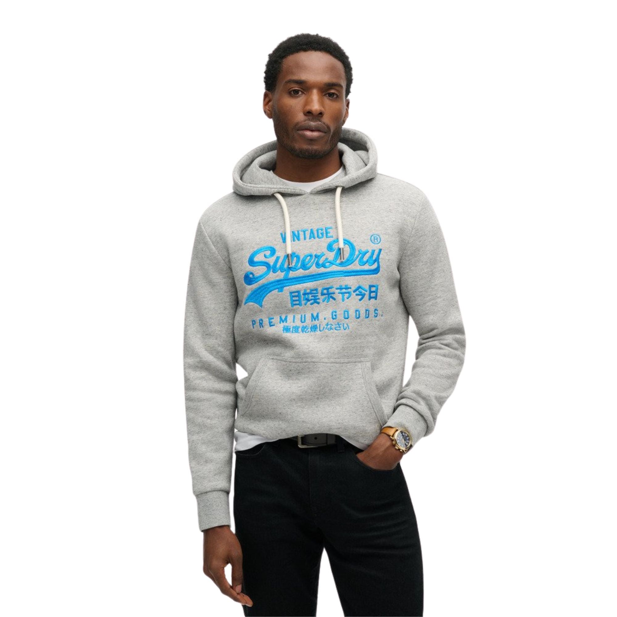 Sudadera gris Superdry con gráfico neón para hombre - Moda casual Konestilochic