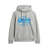 Superdry - M2013704A_ZUC - Sudadera gris tipo canguro con capucha y gráfico neón - Hombre