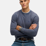 Superdry – Essential M2014044A-11V – Sudadera azul 100% algodón con bordado en el pecho - Hombre